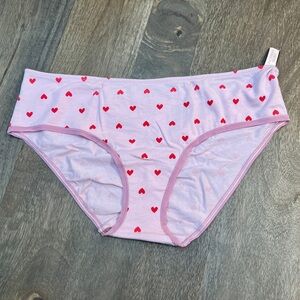 NWT Victoria’s Secret Sexy Pink w Hearts Cotton Ruched Back Hiphugger Panties XL